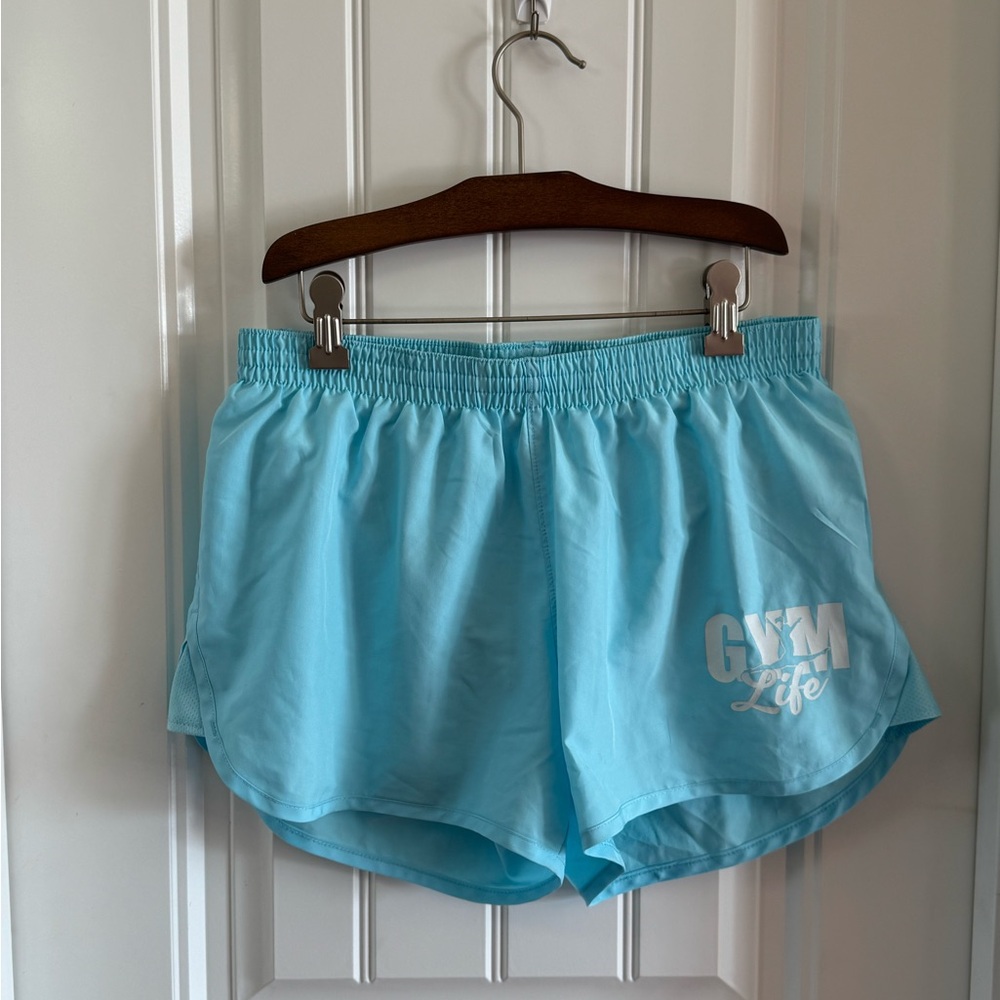 “GYM LIFE” Augusta Sportswear Light Aqua Women's Athletic Shorts
